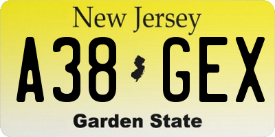 NJ license plate A38GEX