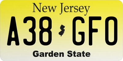 NJ license plate A38GFO