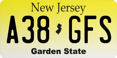 NJ license plate A38GFS