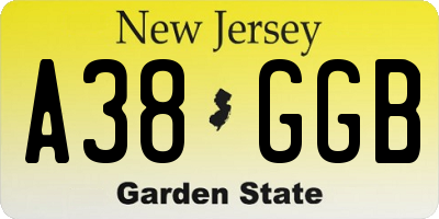 NJ license plate A38GGB