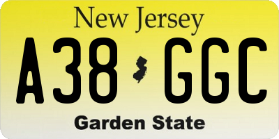 NJ license plate A38GGC