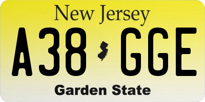 NJ license plate A38GGE