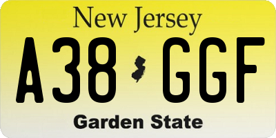 NJ license plate A38GGF