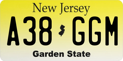 NJ license plate A38GGM