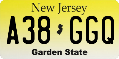 NJ license plate A38GGQ