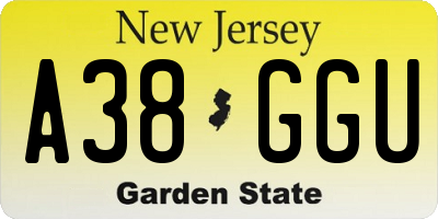NJ license plate A38GGU