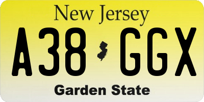 NJ license plate A38GGX