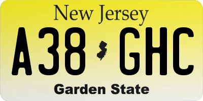 NJ license plate A38GHC