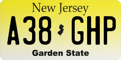 NJ license plate A38GHP