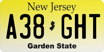 NJ license plate A38GHT
