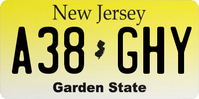 NJ license plate A38GHY