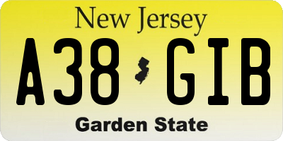 NJ license plate A38GIB