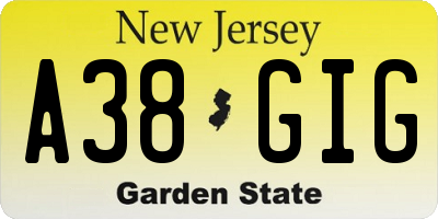 NJ license plate A38GIG