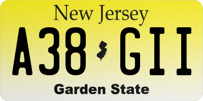 NJ license plate A38GII