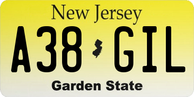 NJ license plate A38GIL