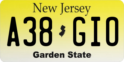 NJ license plate A38GIO