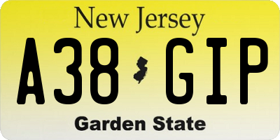 NJ license plate A38GIP