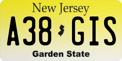 NJ license plate A38GIS