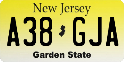 NJ license plate A38GJA