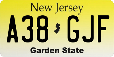 NJ license plate A38GJF