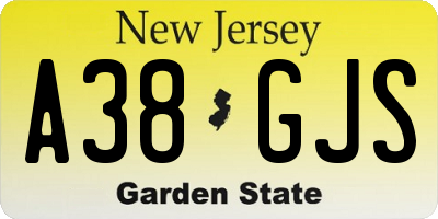 NJ license plate A38GJS