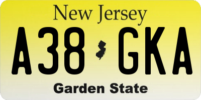 NJ license plate A38GKA