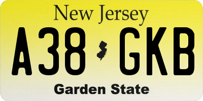 NJ license plate A38GKB