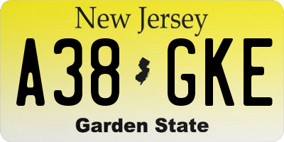 NJ license plate A38GKE