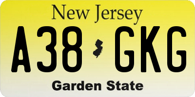 NJ license plate A38GKG
