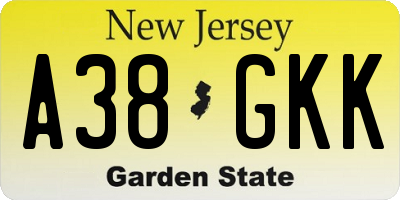 NJ license plate A38GKK