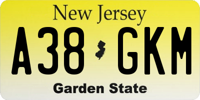 NJ license plate A38GKM