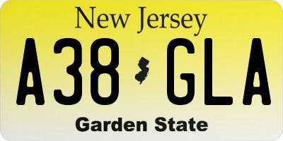 NJ license plate A38GLA