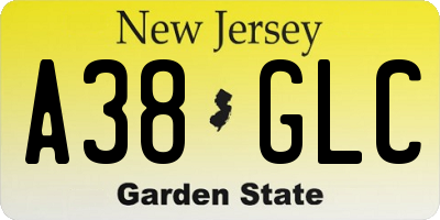 NJ license plate A38GLC