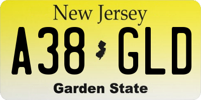 NJ license plate A38GLD