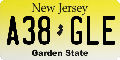 NJ license plate A38GLE