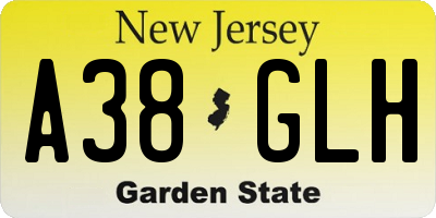 NJ license plate A38GLH