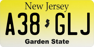 NJ license plate A38GLJ
