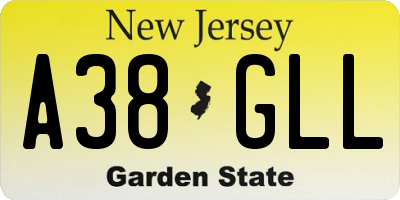 NJ license plate A38GLL