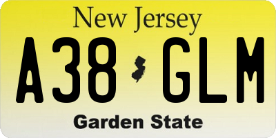 NJ license plate A38GLM