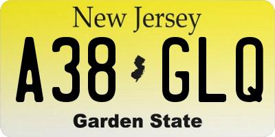 NJ license plate A38GLQ