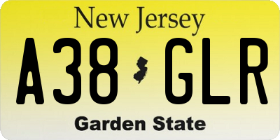 NJ license plate A38GLR