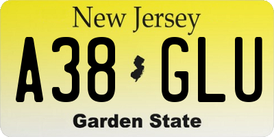 NJ license plate A38GLU