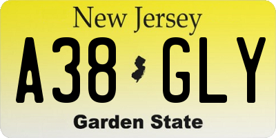 NJ license plate A38GLY
