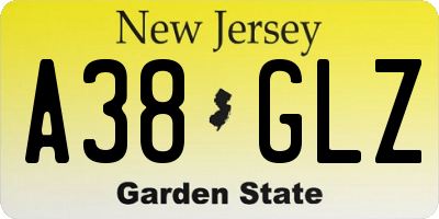 NJ license plate A38GLZ