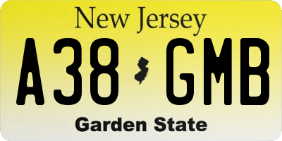 NJ license plate A38GMB