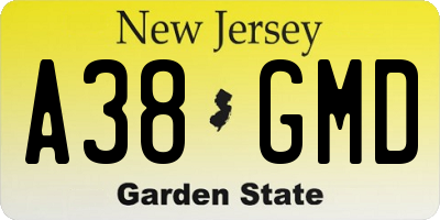 NJ license plate A38GMD