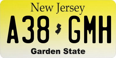 NJ license plate A38GMH