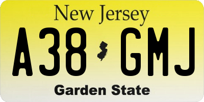 NJ license plate A38GMJ
