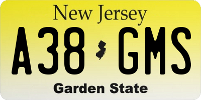 NJ license plate A38GMS