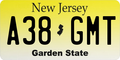 NJ license plate A38GMT